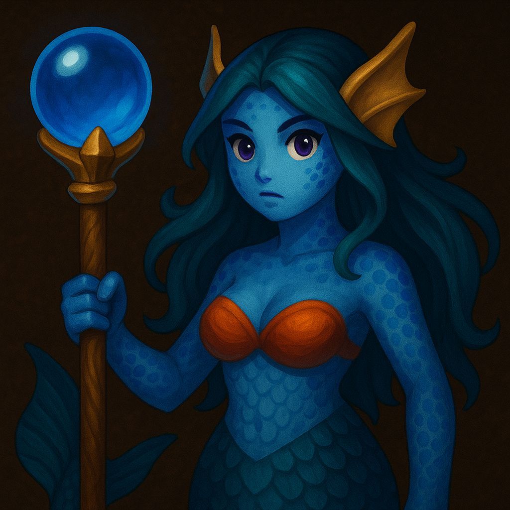 Mermaid Sorceress Game Icon in Pixel Art Style