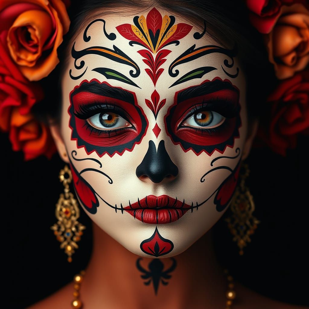 Day of the Dead Woman in Sugar Skull Makeup