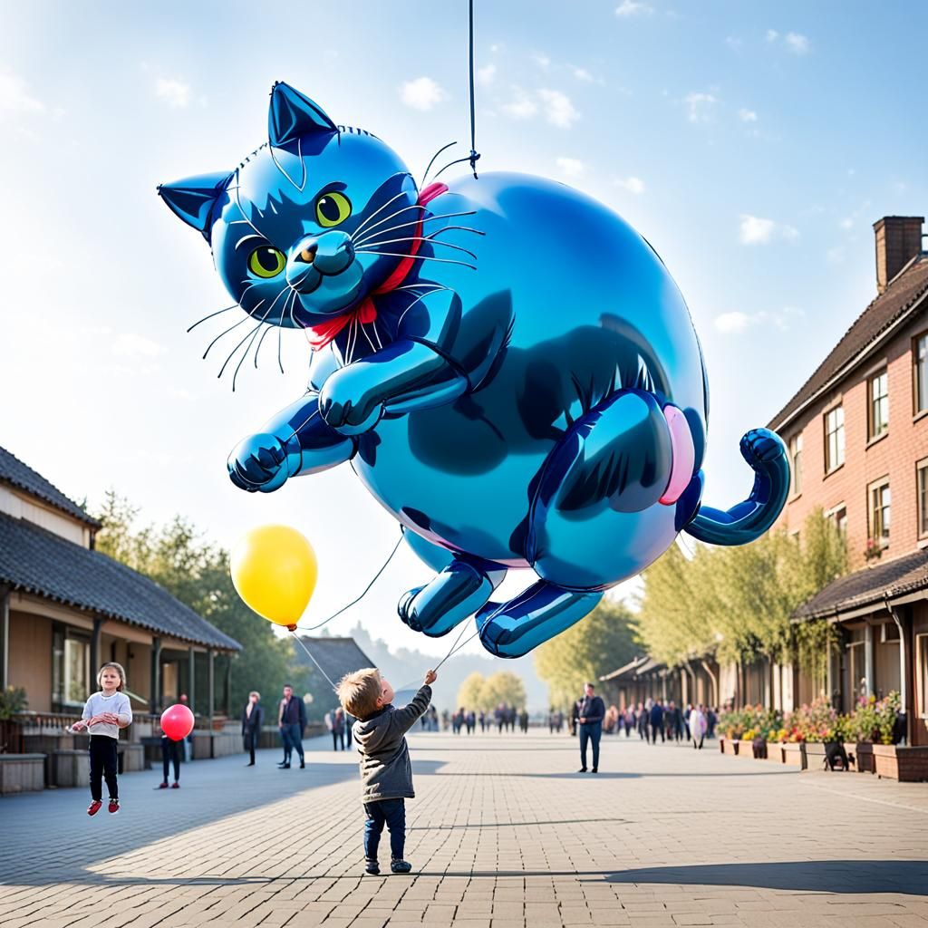 Enormous Cat Balloon Lifts Child Aloft