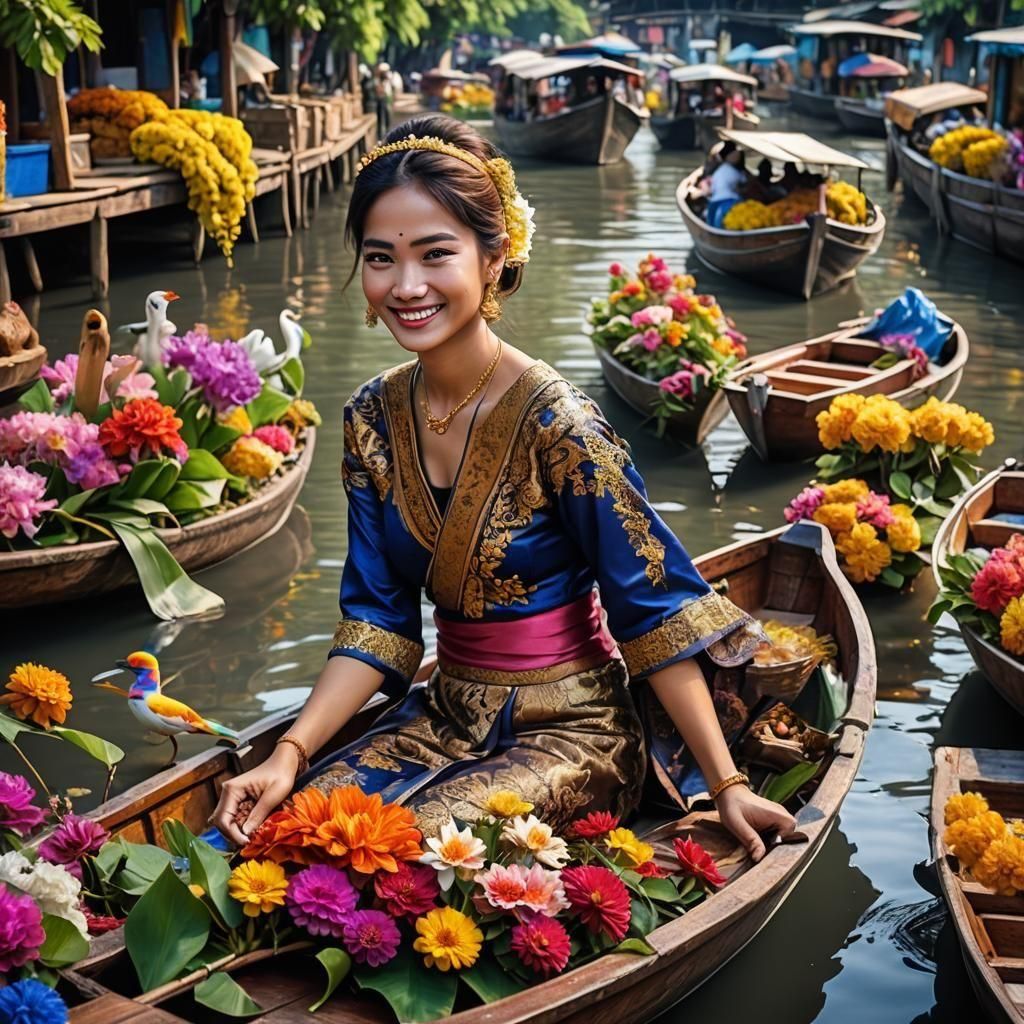 Thailand Floating Markets: Oil Painting by James Gurney