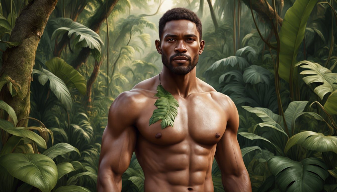 Sensual Jungle Warrior in Hyper-Realistic Digital Art