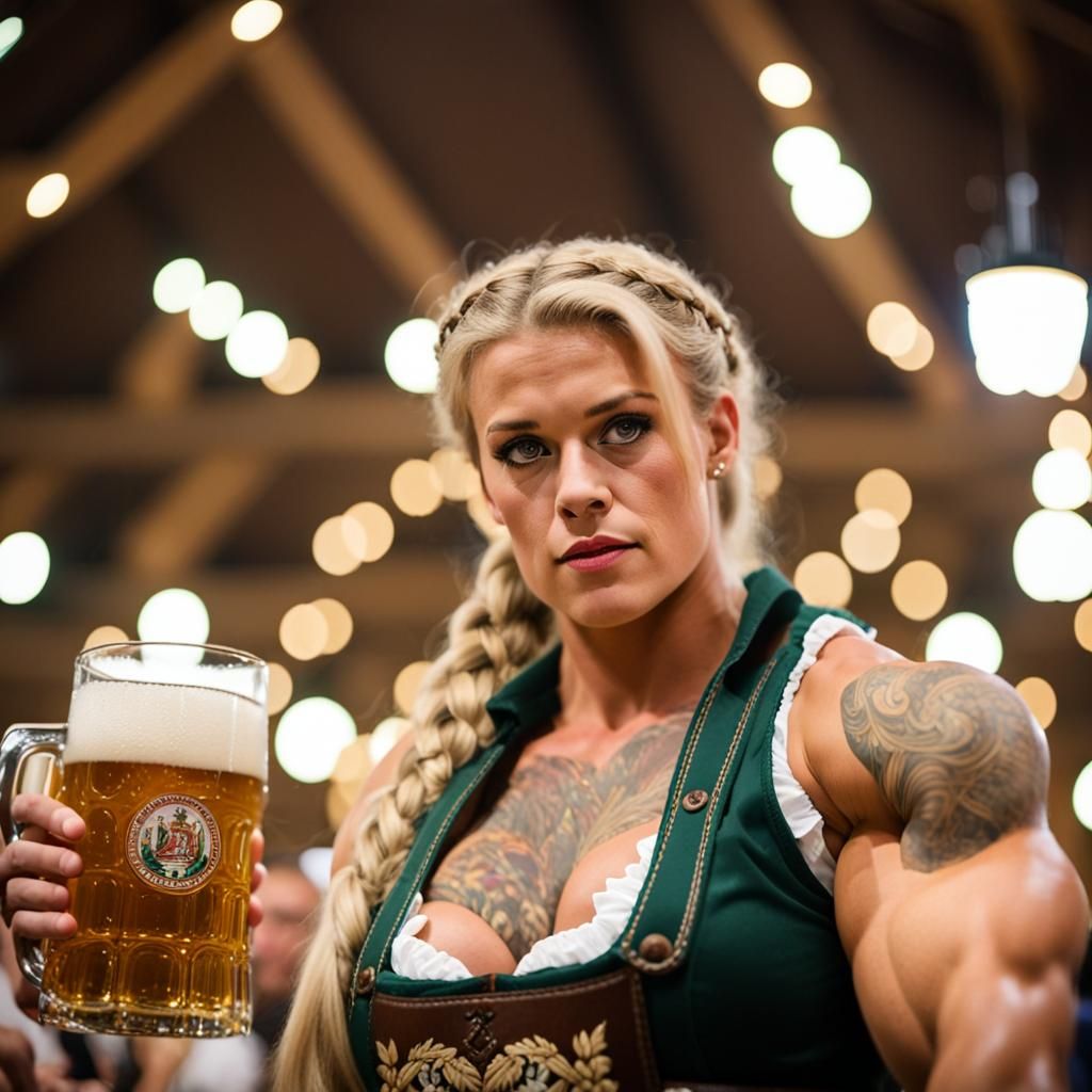 Oktoberfest Woman with Muscular Physique