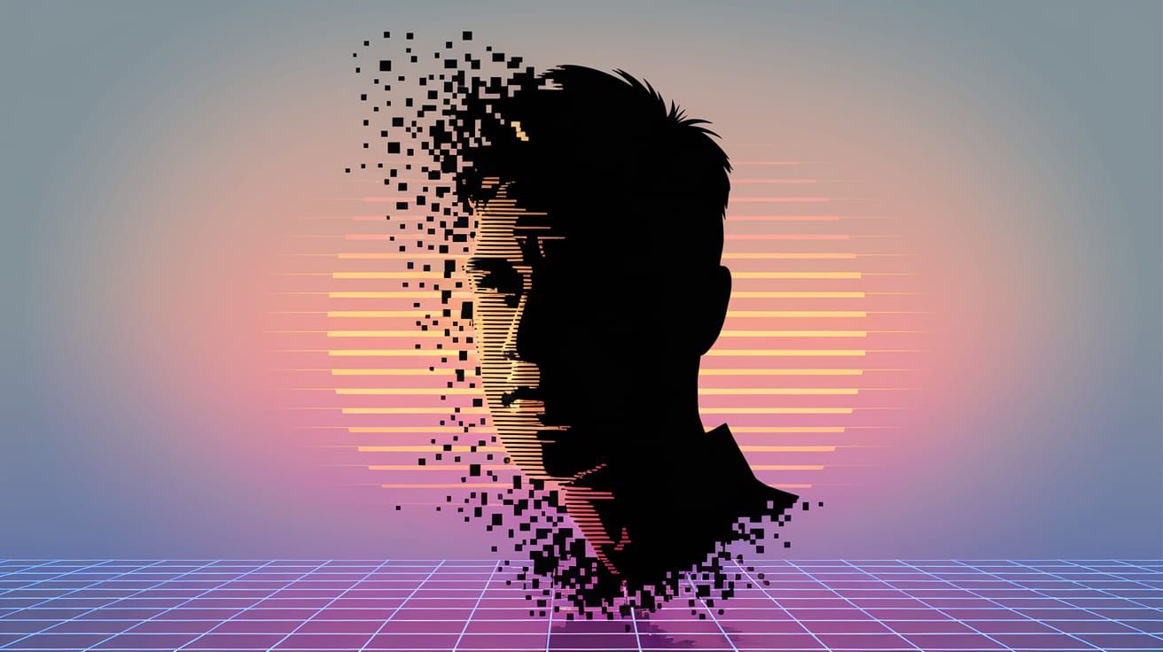 Pixel Art Portrait in Synthwave Style
