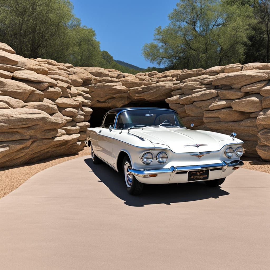 Vintage White Chevrolet Corvair Monza Classic Car