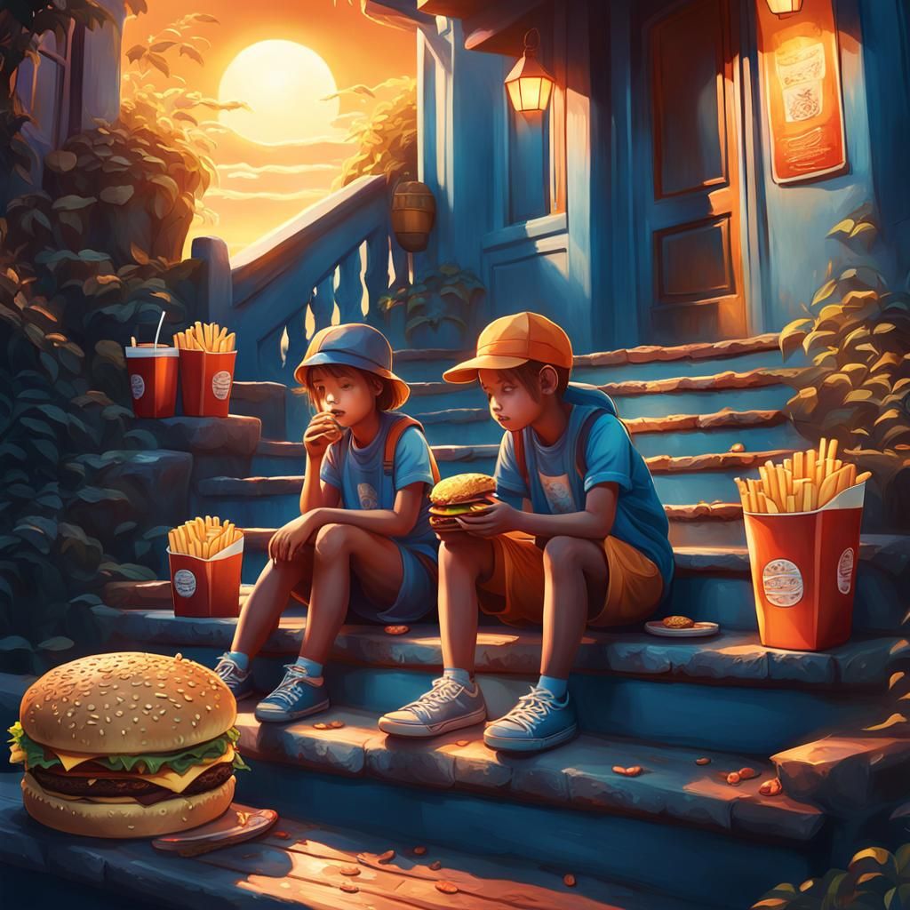 Kids Share McDonald's in Whimsical Fantasy Setting