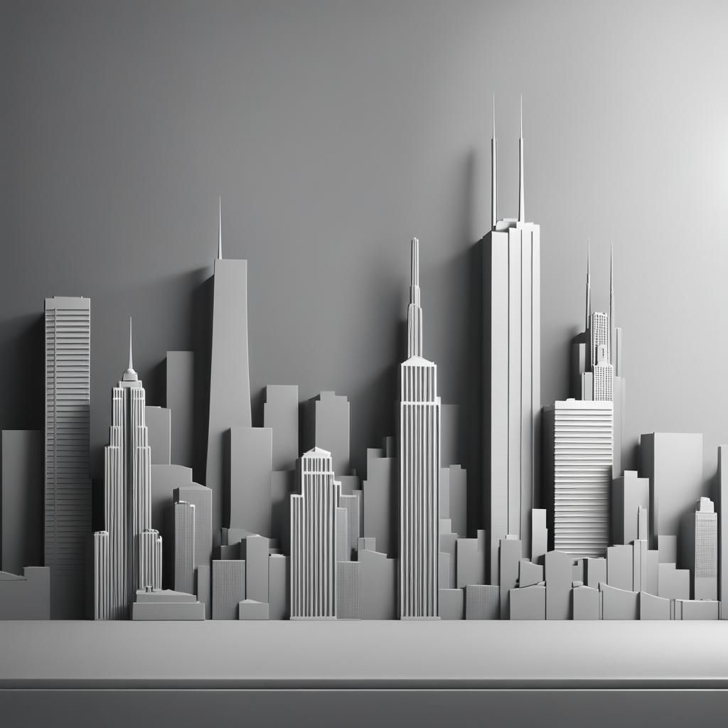 Elegant Chicago Skyline Silhouette in Conceptual Art Style