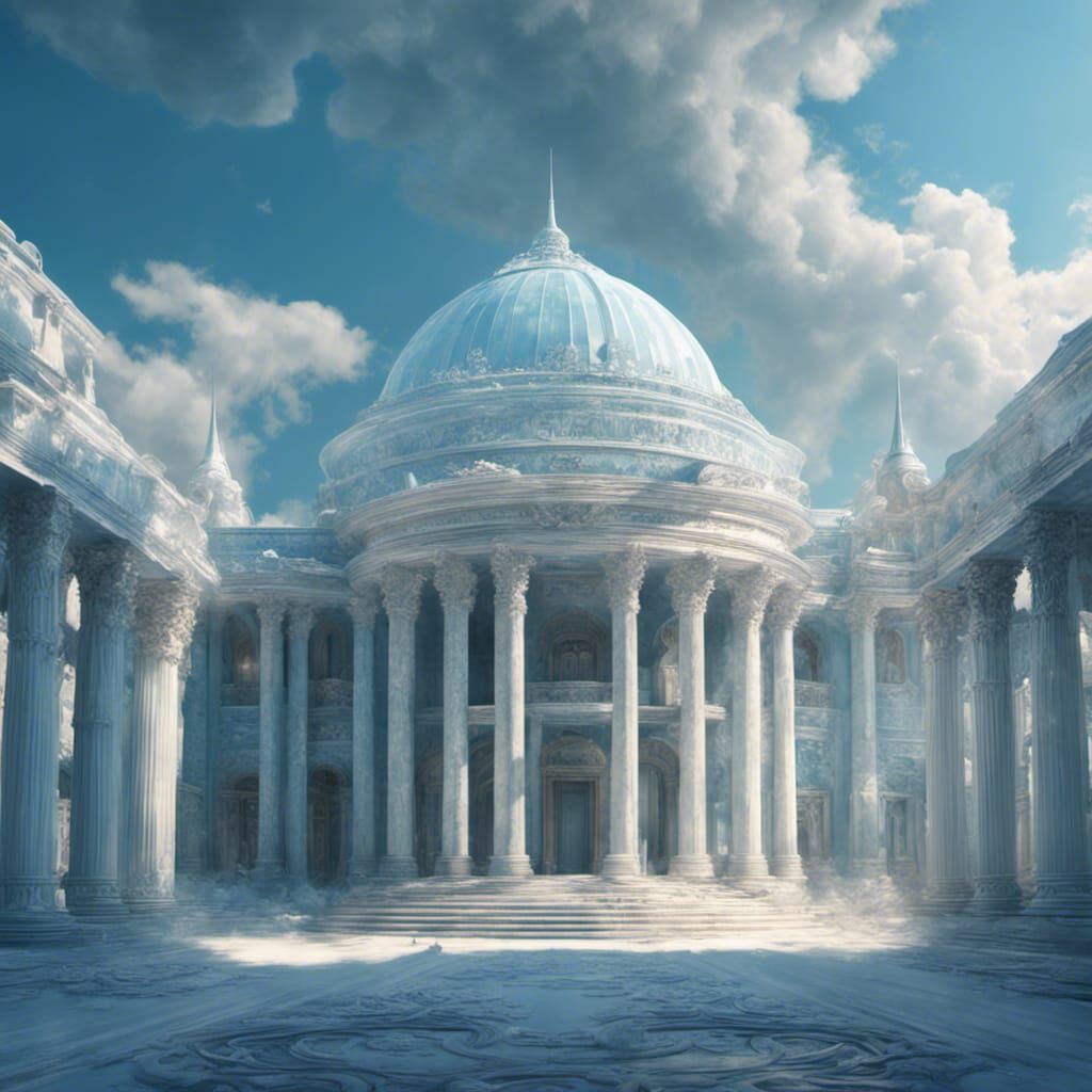 Celestial Blue Palace Under Airy Skies