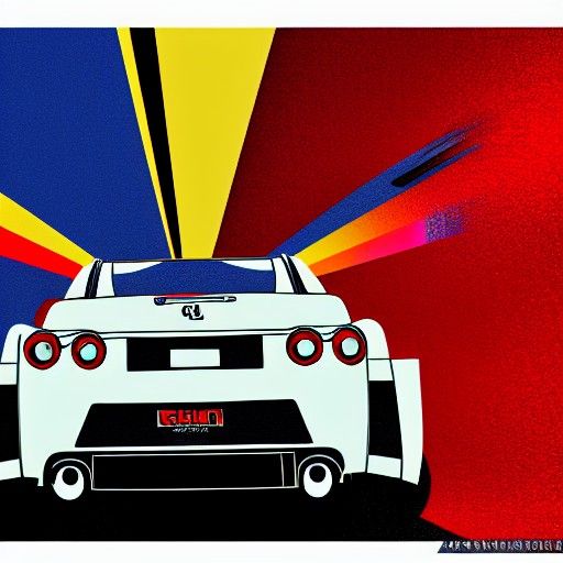 GTR Skyline in Geometric Bauhaus Pop Art