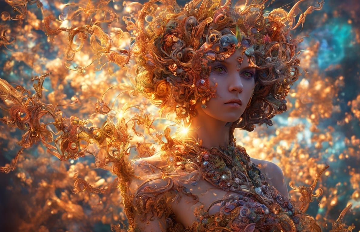 Surreal Fairy Portrait in Vibrant Digital Art Style