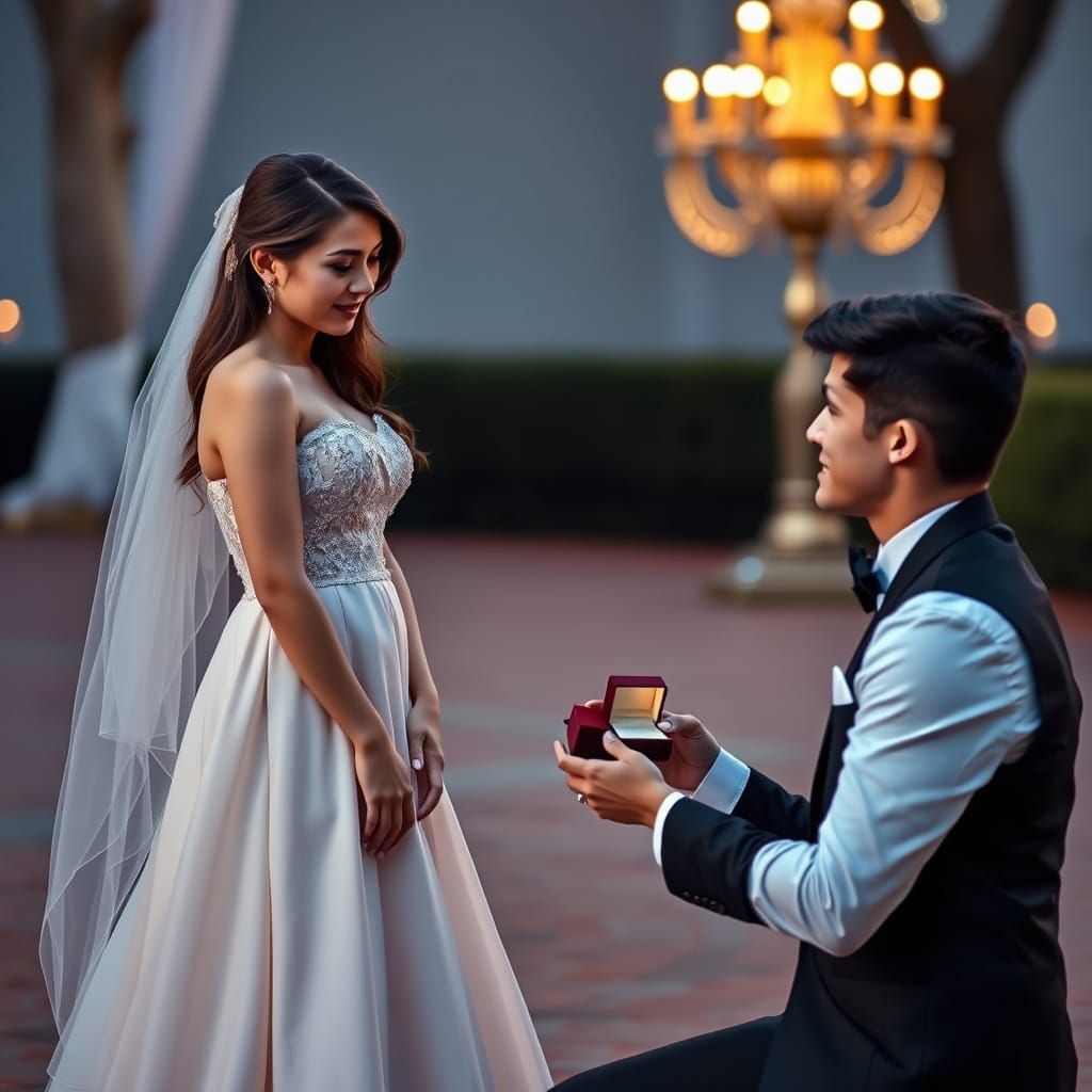 Romantic Proposal Scene in High-Resolution Photography Style