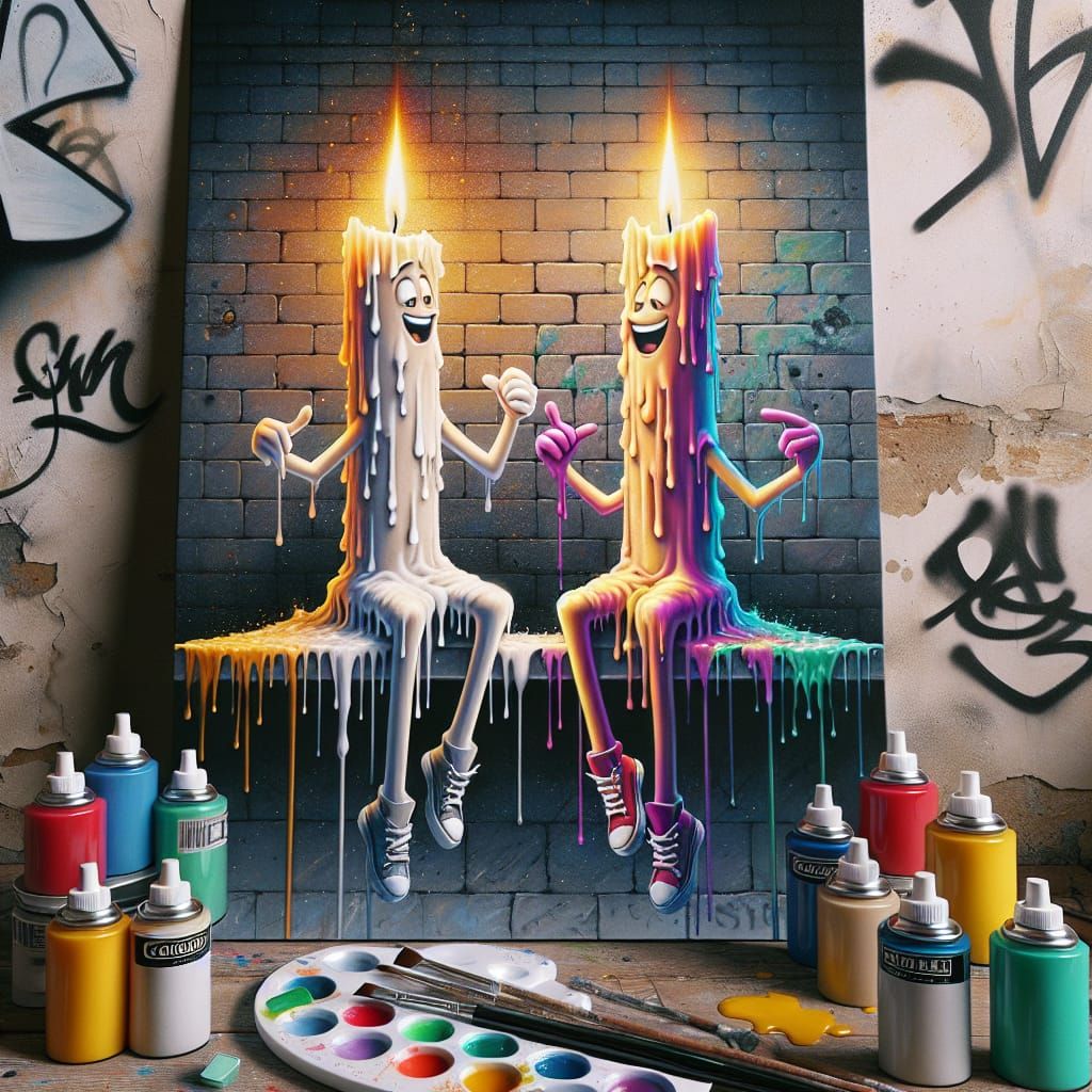 Animated Candles Converse in Street Art Scene