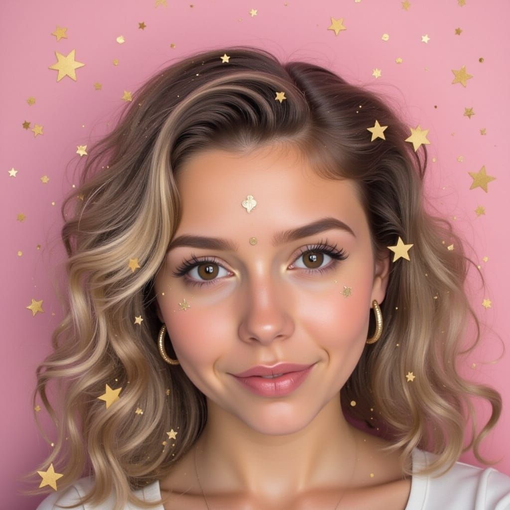 Ethereal Gold and Pink Heart in Whimsical Shadow