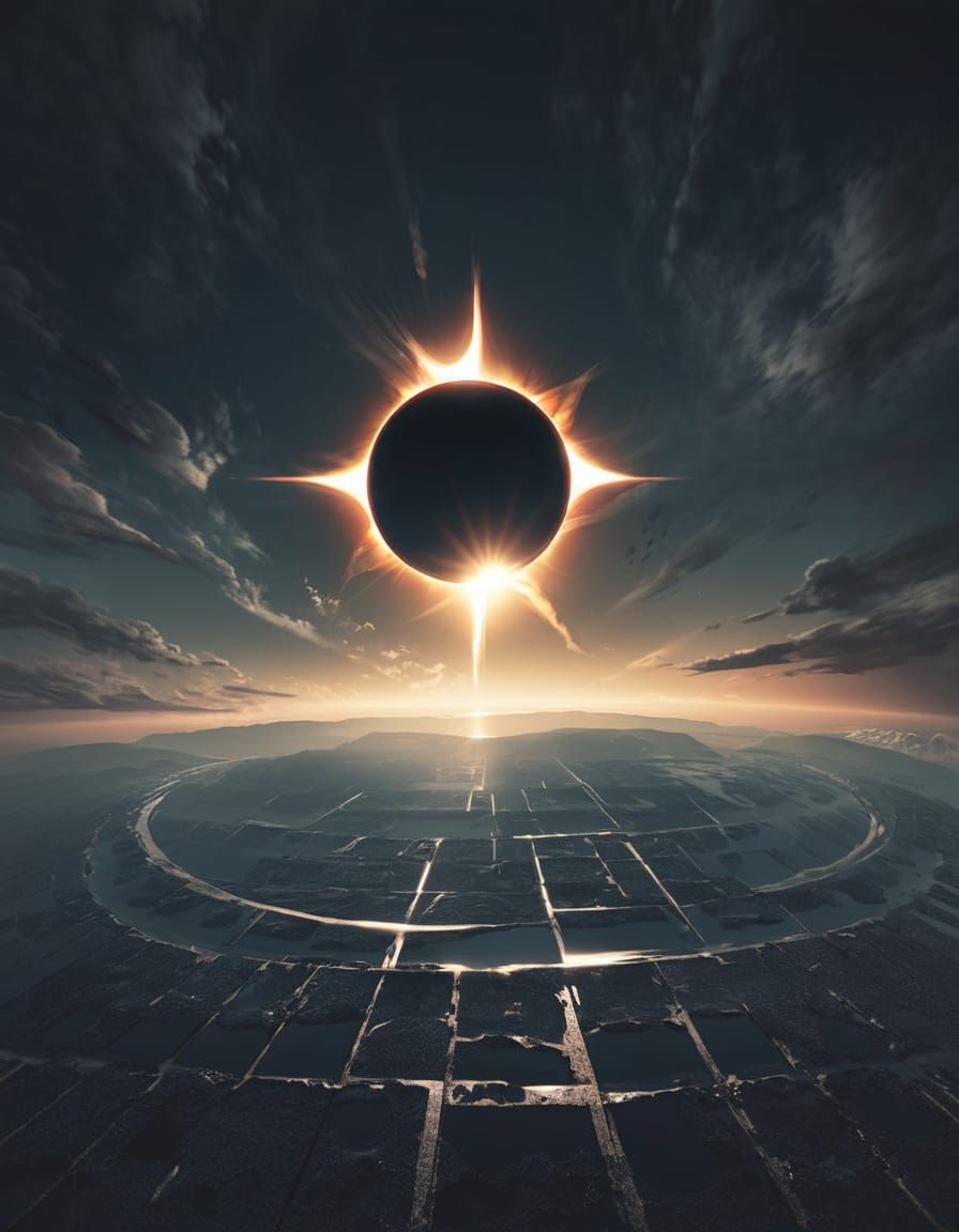 Spectacular Full Solar Eclipse Digital Artwork