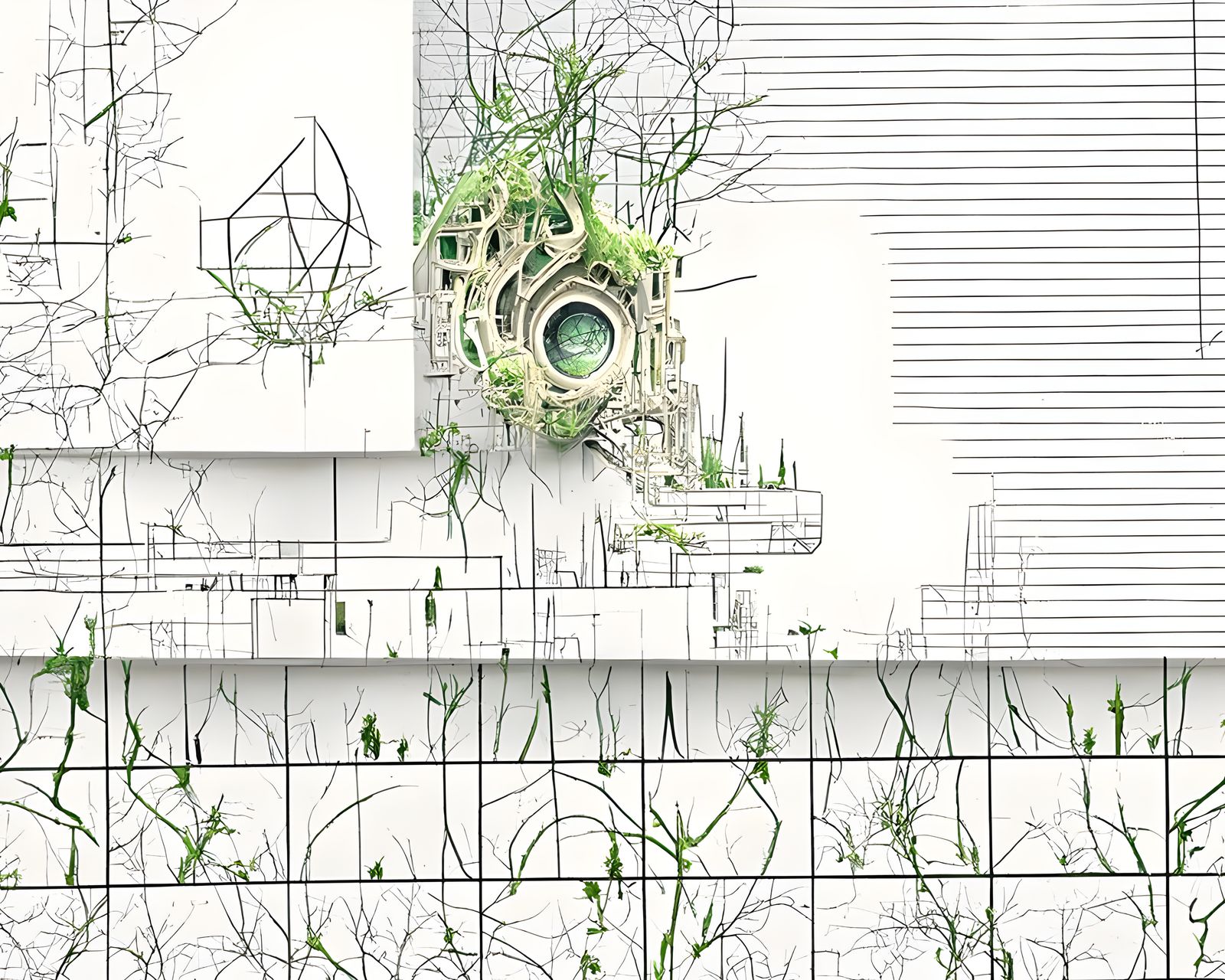 Ecological Biopunk City with Intricate Natural Design