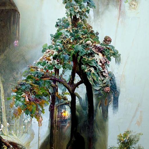 Ethereal Forest Overgrows a Corpse in Fantasy Art