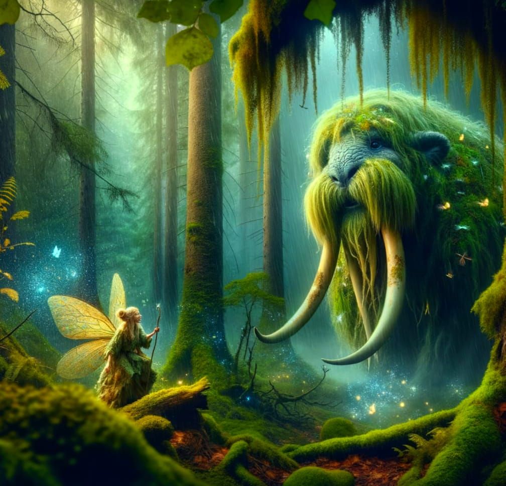 Mystical Forest Encounter in Whimsical Style