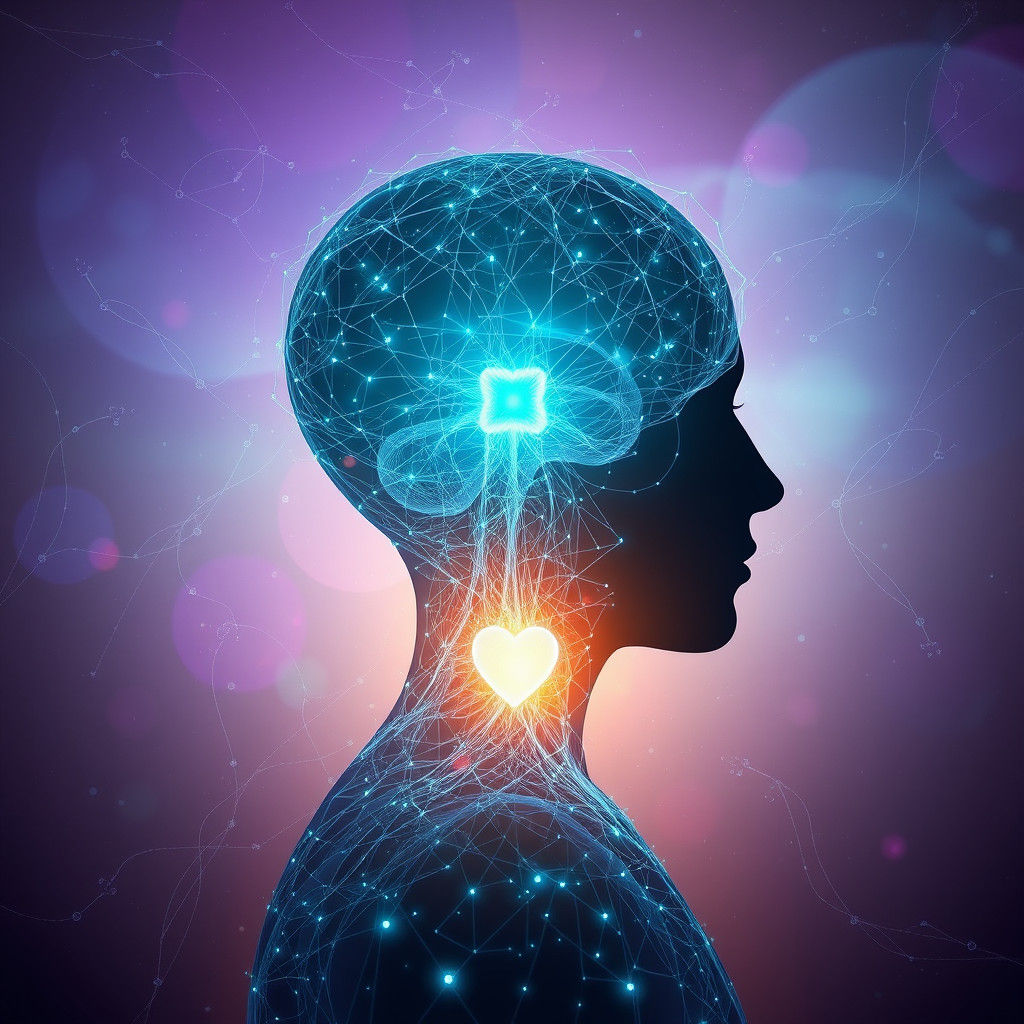 Luminous Quantum Human Silhouette in Futuristic Style