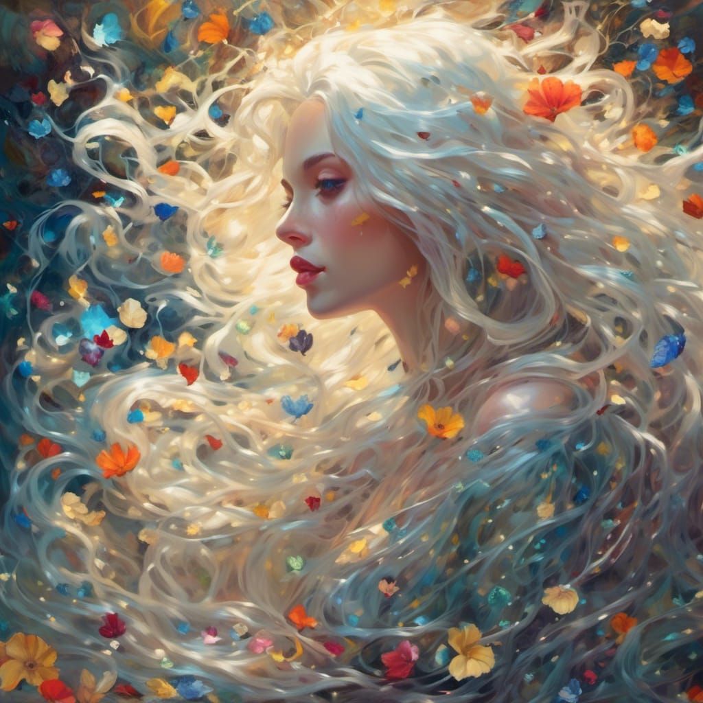 Glass Woman Filled with Colorful Music