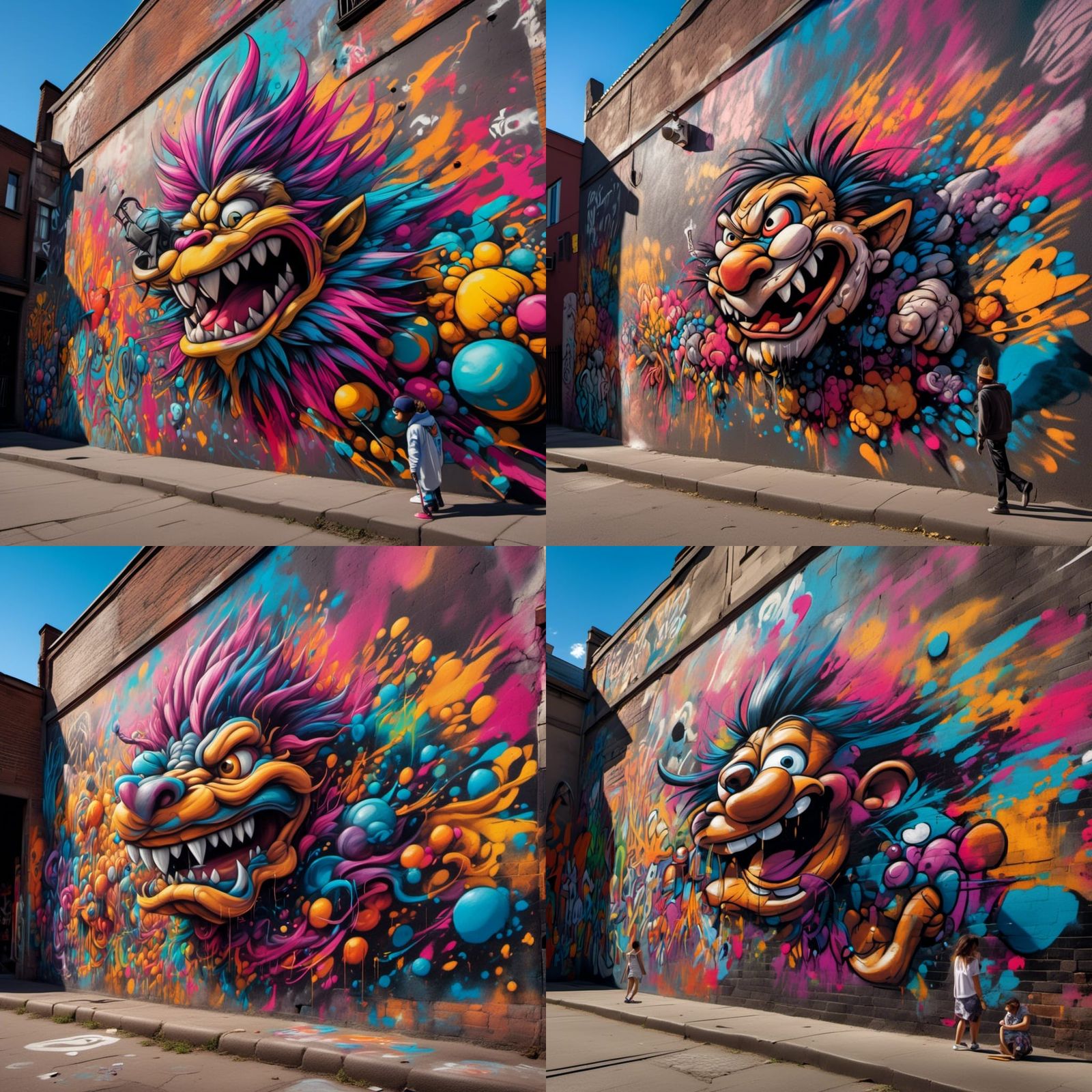 <lora:Street Art:1.0> Jamie Hewlett street art. graffiti art...