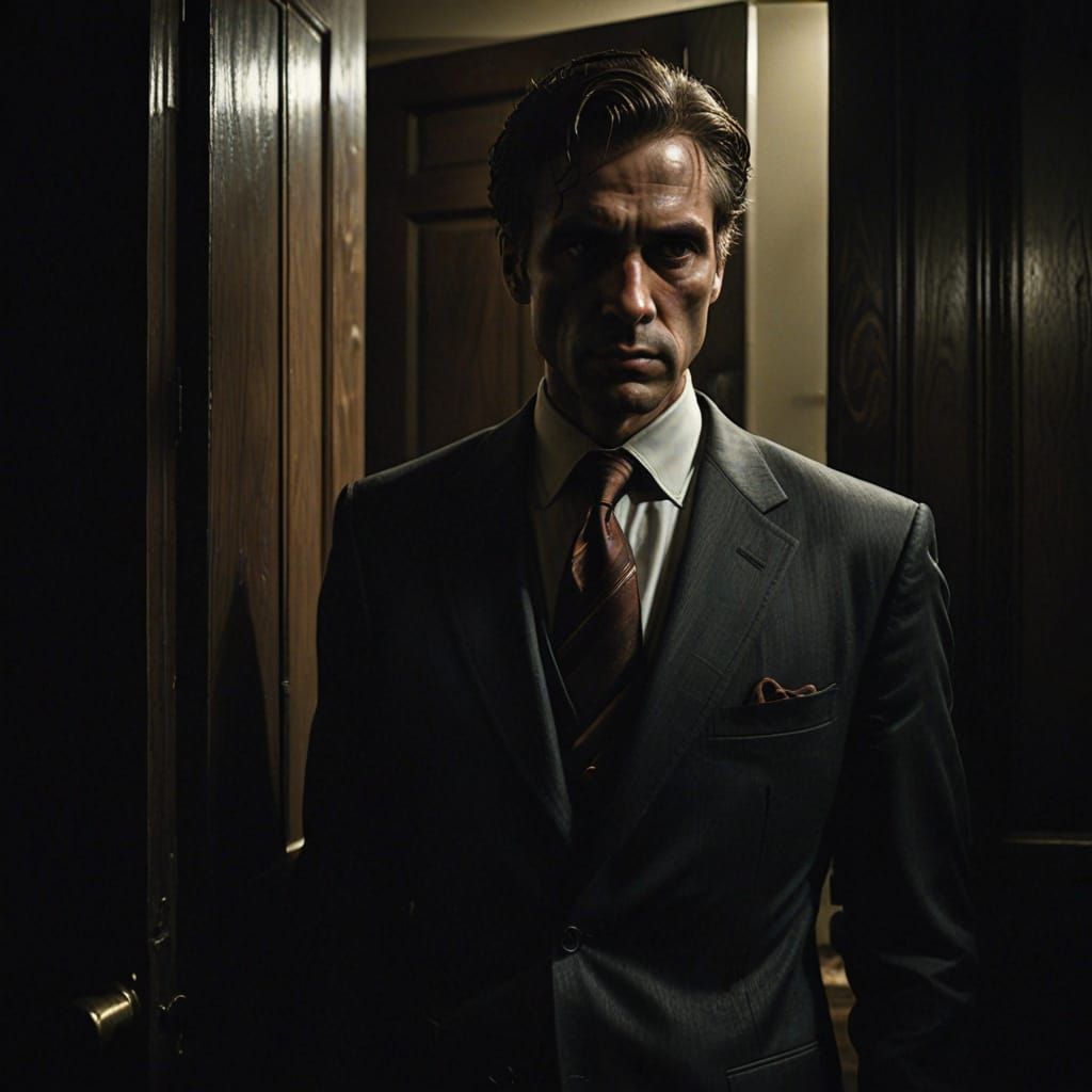 Ominous Dark Fantasy Witness at Crime Scene