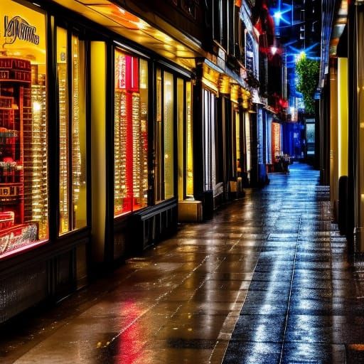 Hyperrealistic City Shopping Street in HDR