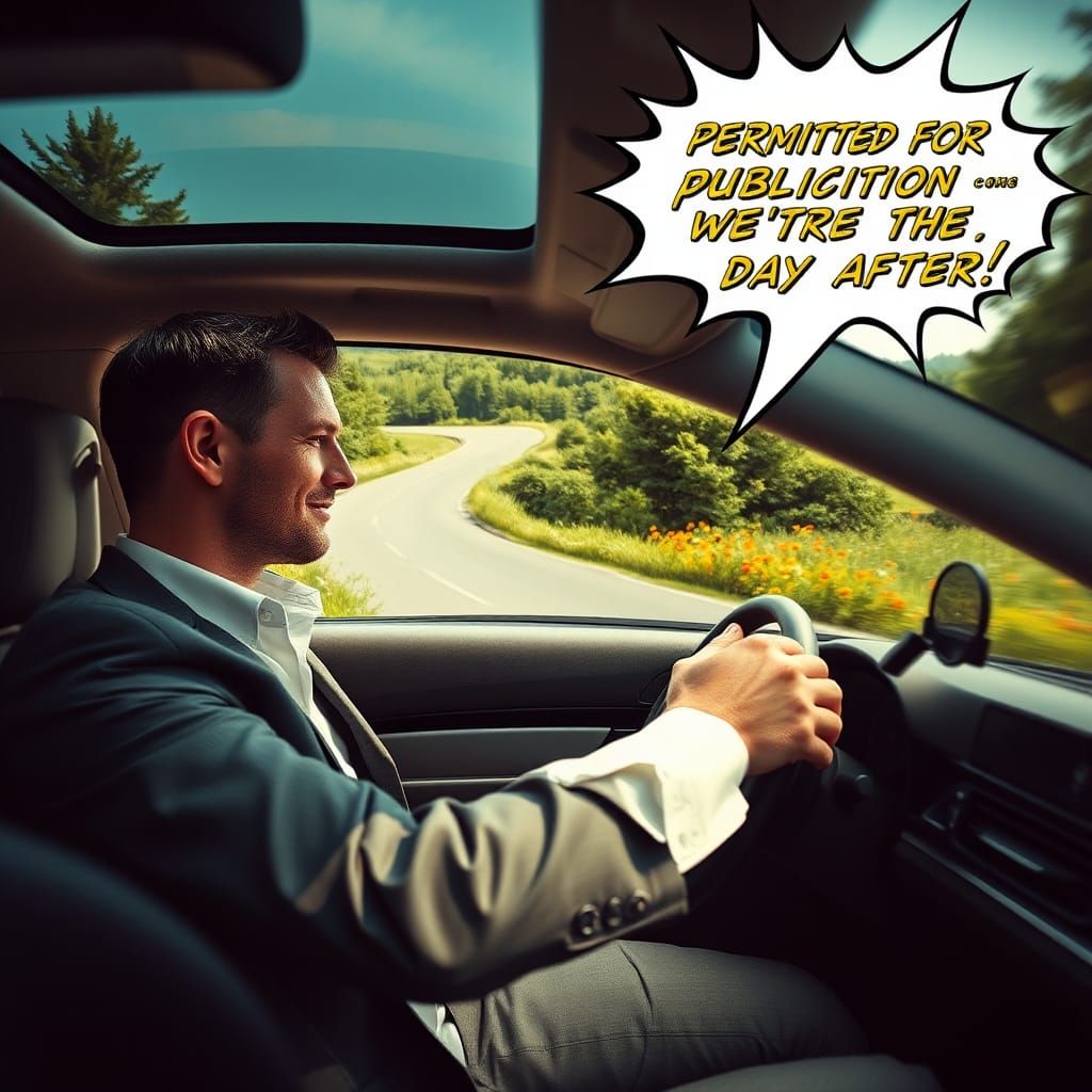 Man on Country Road Interrupted by Comic Book Light