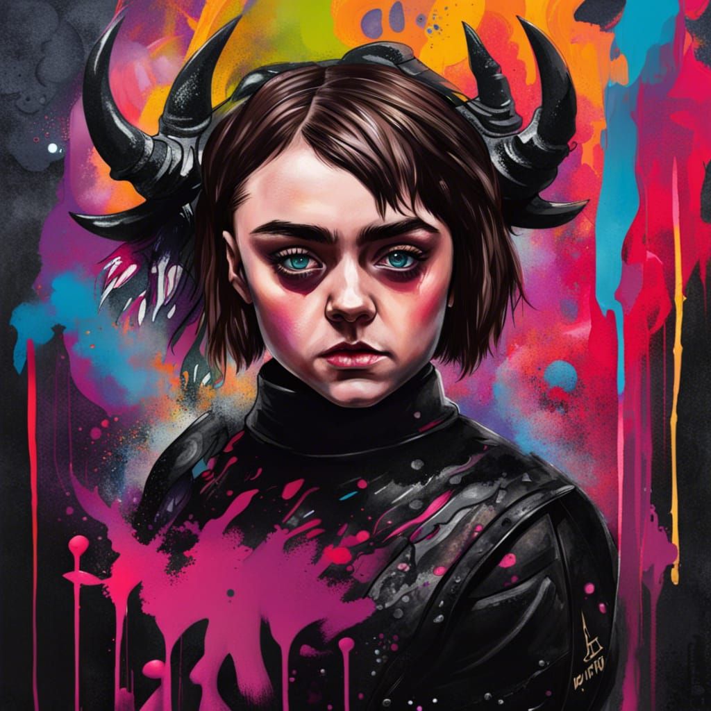 Maisie Williams as D&D Demon: Graffiti Art