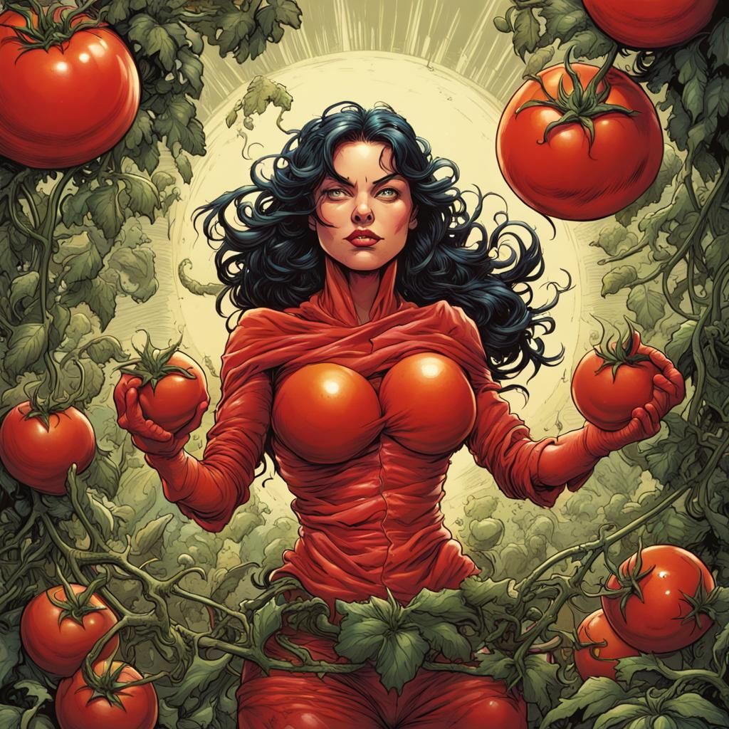 Tomato Woman in Comic Book Style