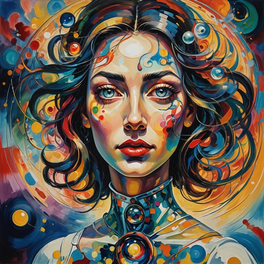 Magical Girl Portrait in Surreal Impasto Oil Painting