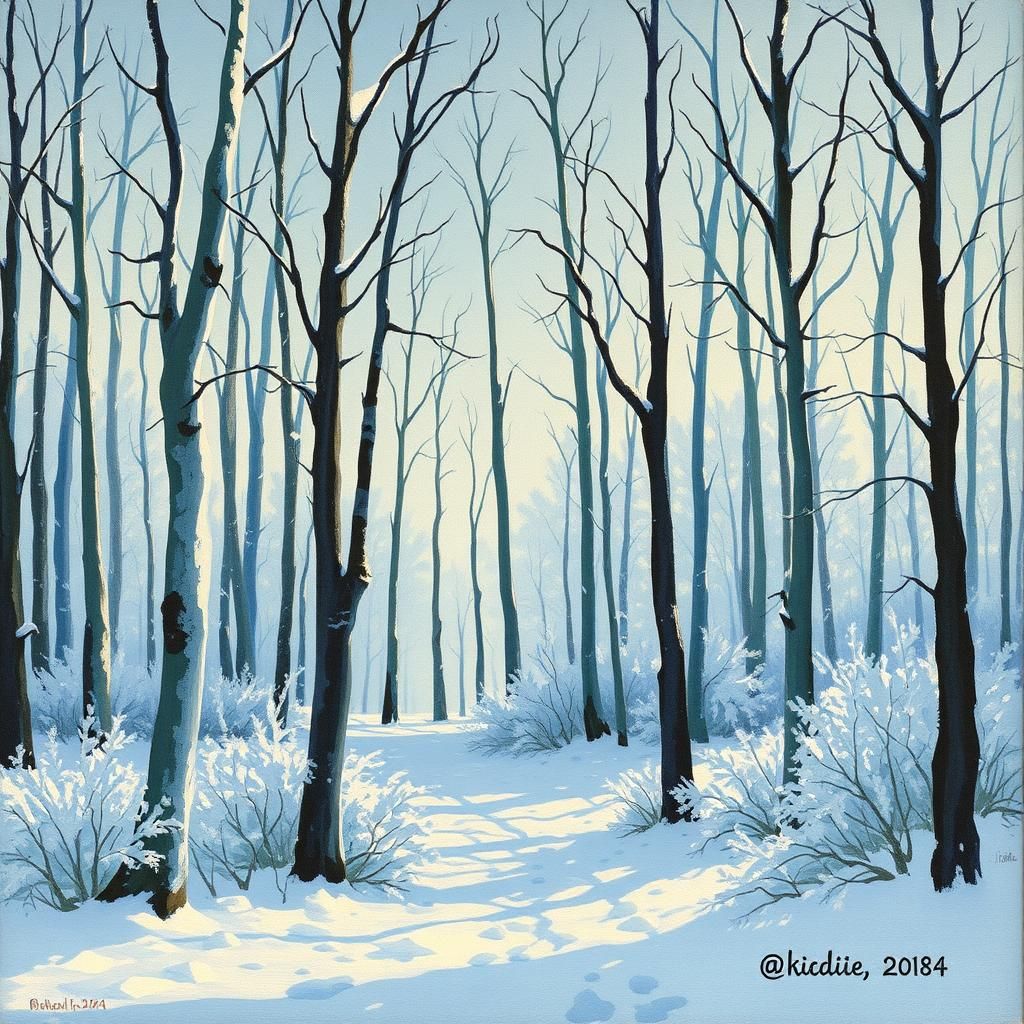 Winter Forest in Cubist Impressionist Style