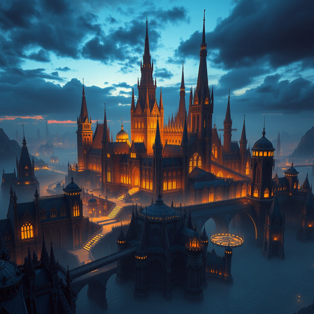 Majestic Atlantis Cityscape in Dark Fantasy Style