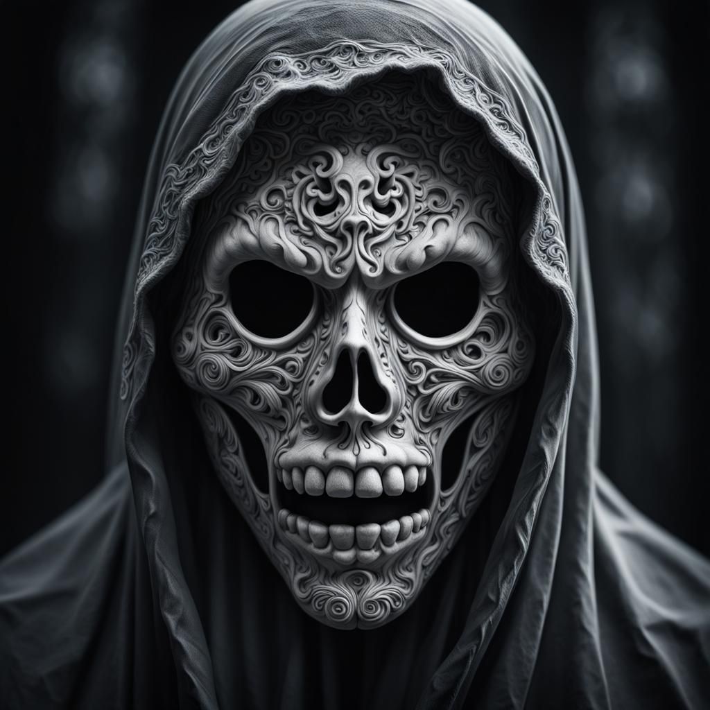 Hyperrealistic Ghostface with Akimbo, Cinematic Composition