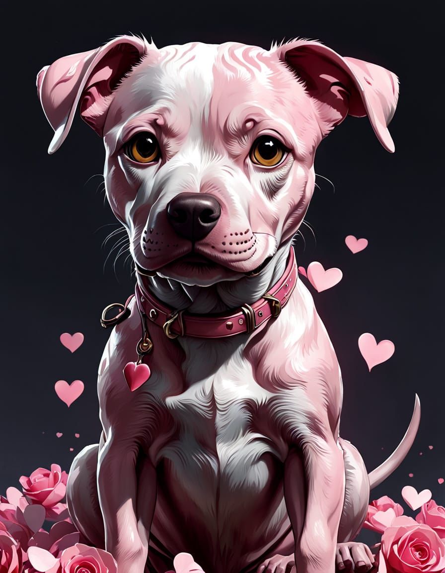 Baby Coonhound Pitbull Mix in Valentine's Day Digital Art