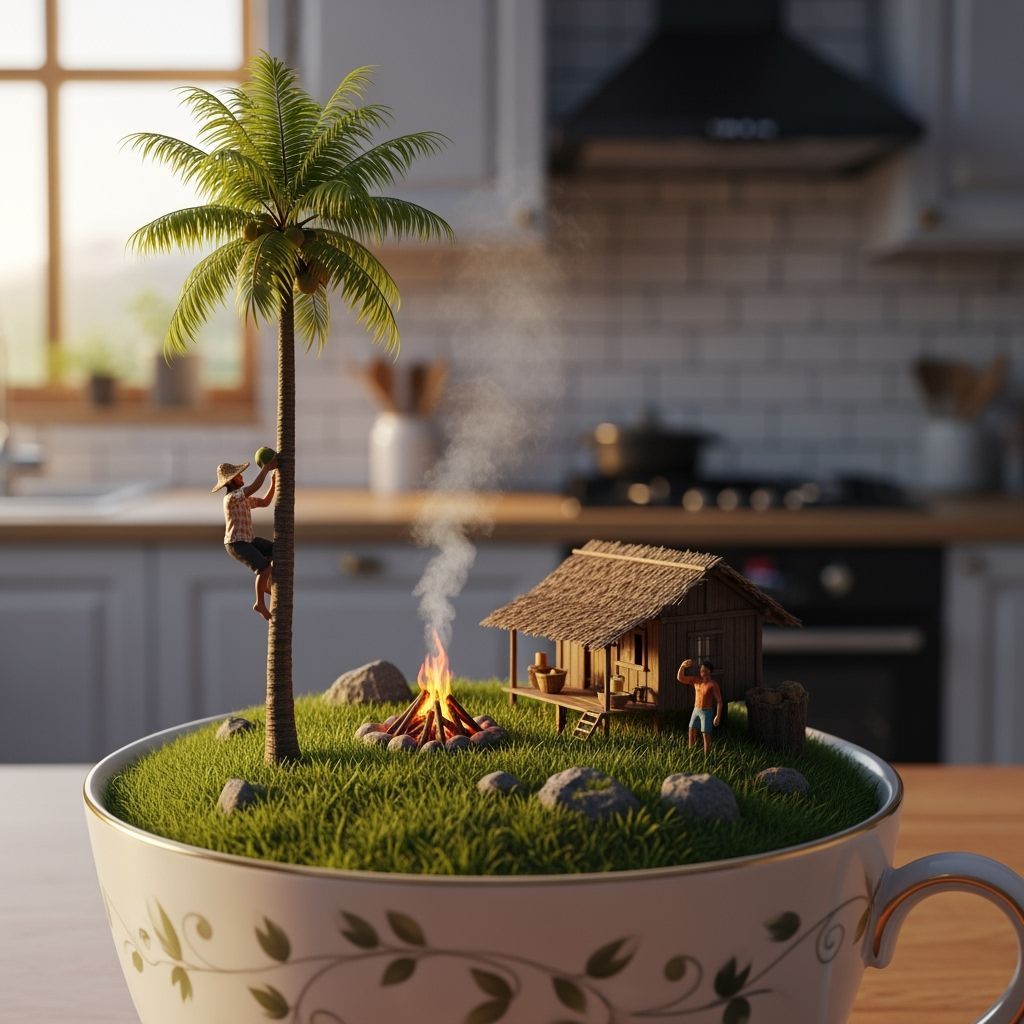 Miniature Island in Teacup at Sunset