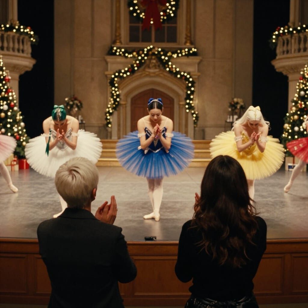 Ballet Performance Audience Applause with Christmas Decor