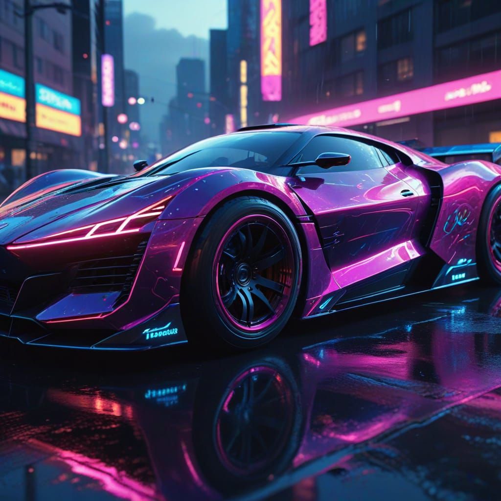 Cyberpunk Racer Drifting in Neon Tokyo