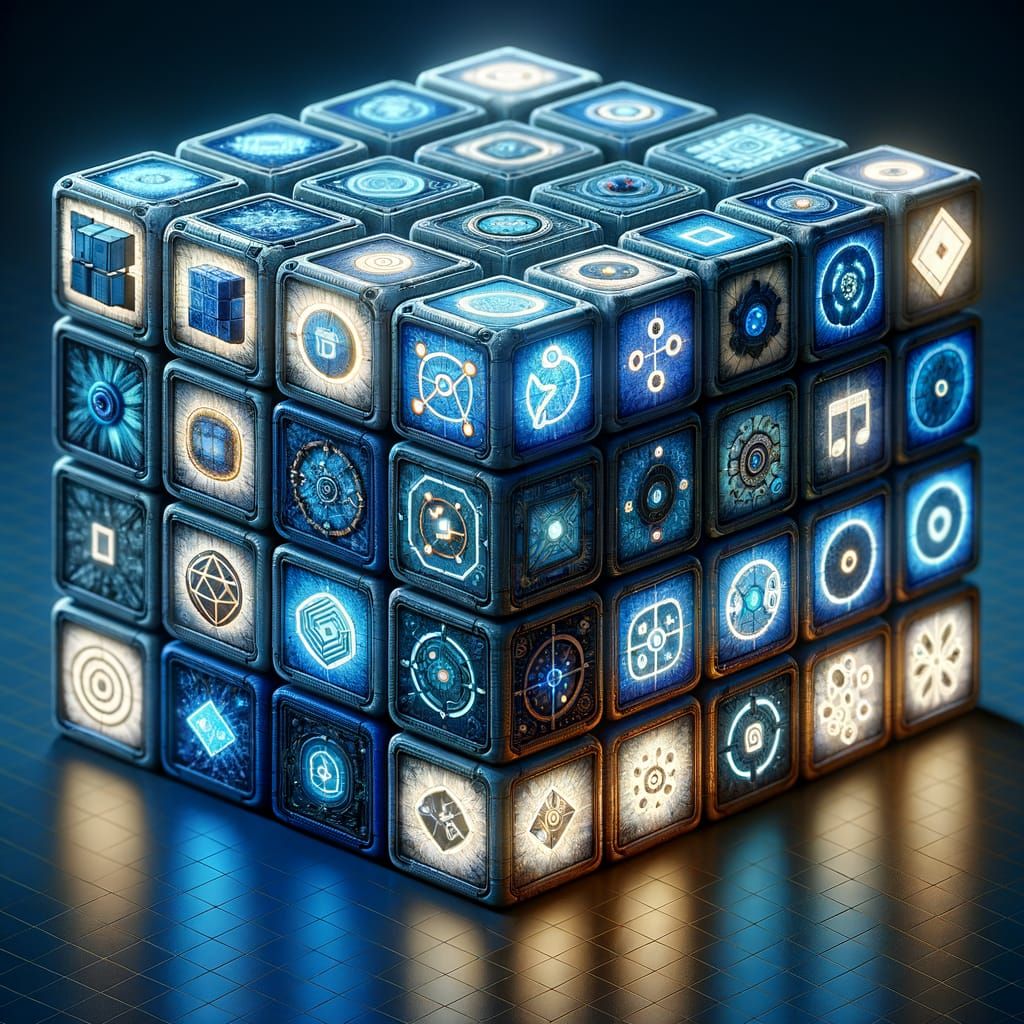 Futuristic Grid of Glowing 3D Cubes in Vibrant Colors