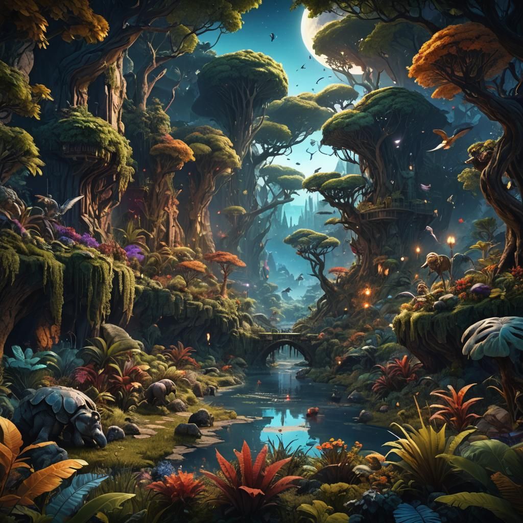 Night Flight on Srft: Ancient Animals and Colorful Flora