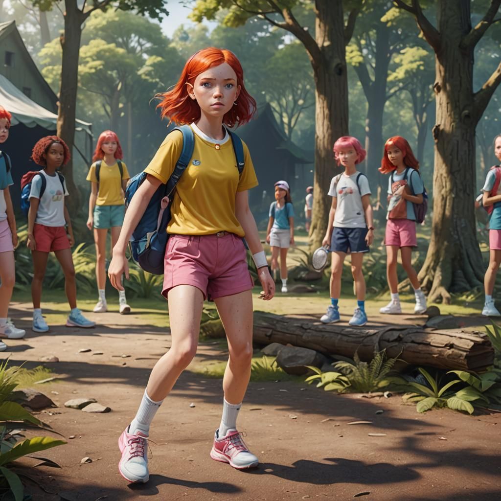 Girl at Summer Camp in Detailed Digital Painting