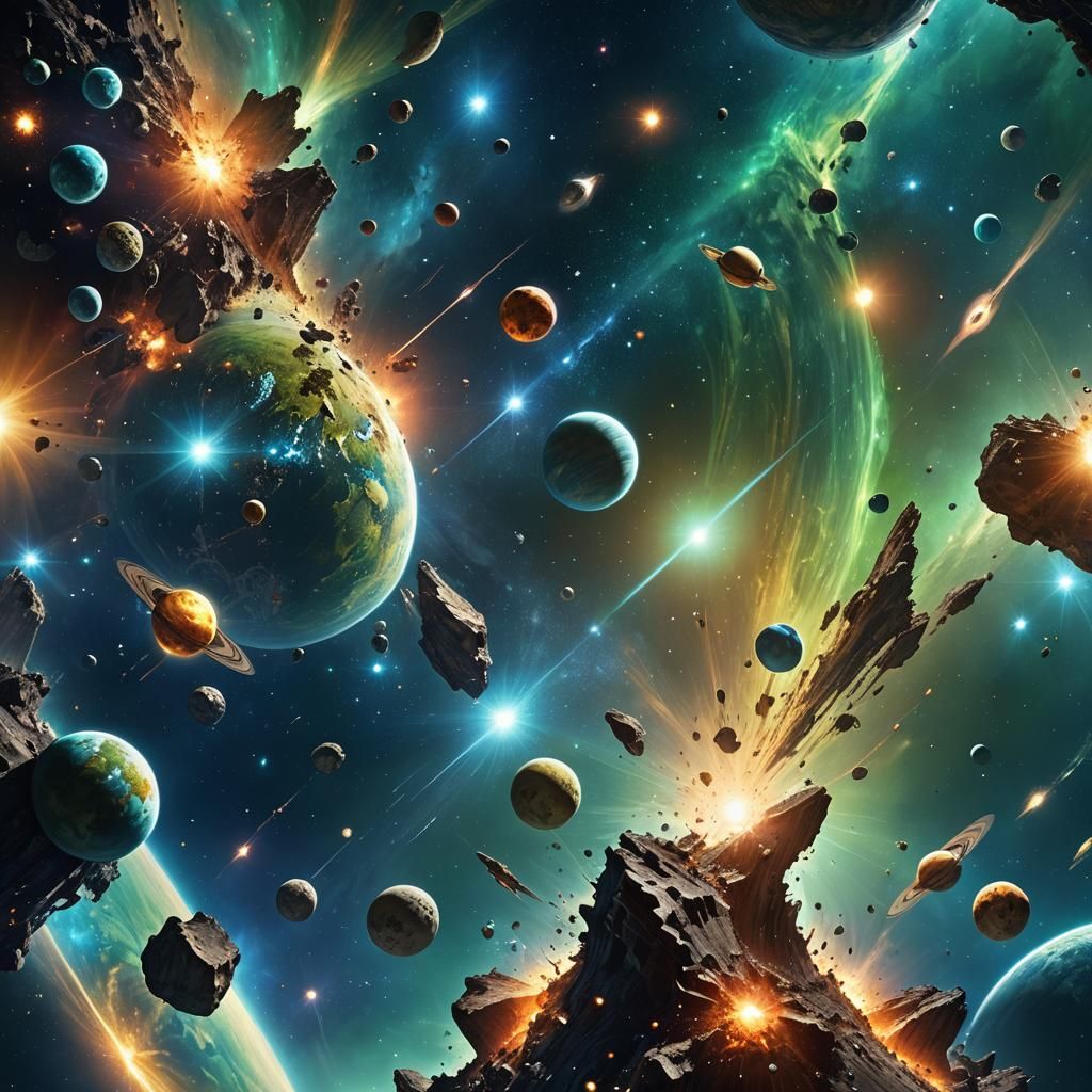 Cosmic Fantasy Panoramic View of Earth and Planets