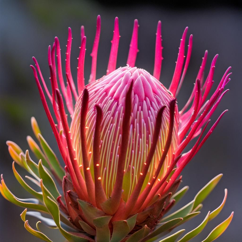 Bioluminescent Protea: An AI-Generated Marvel