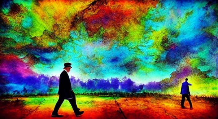 Surreal Dreamscape in Alcohol Ink Style