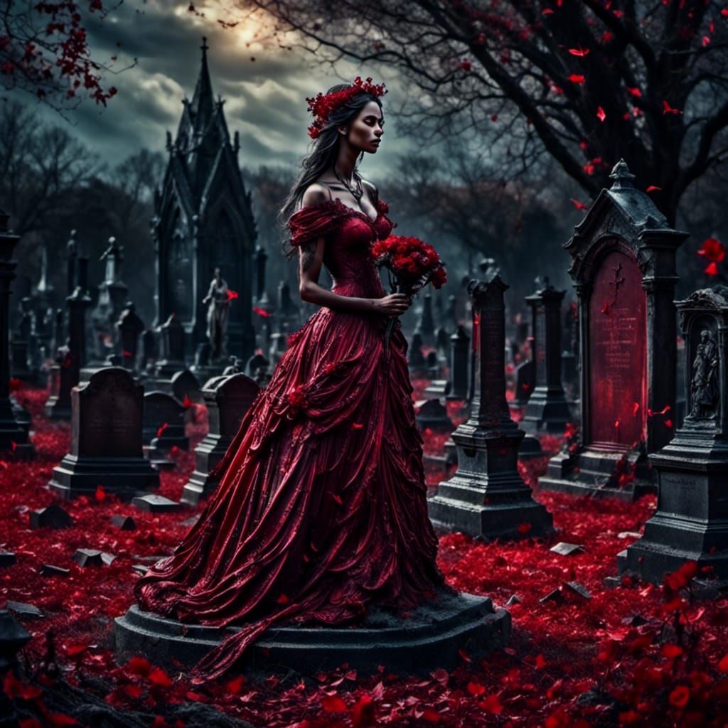 Garden Elf Princess in Gothic Cemetery