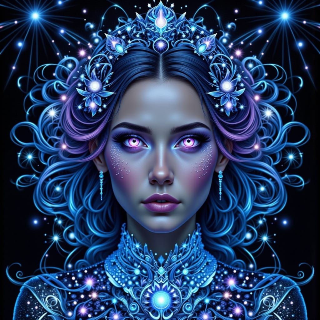 Ethereal Woman in Mandala Style Digital Art