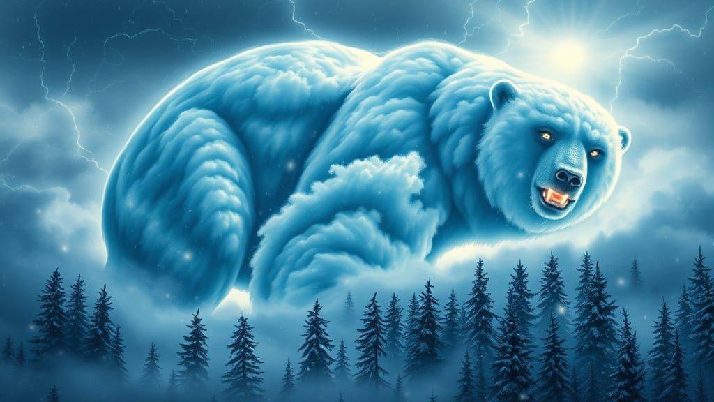 Mythical Snow Cloud Bear Dominates Blizzard Forest