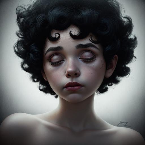 Betty Boop Sleeping Portrait in Realistic Style