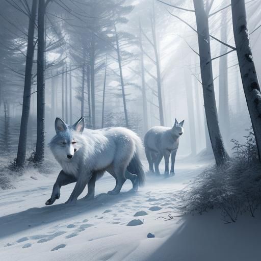 Scarred Fox in Winter Forest: Fantasy Concept Art
