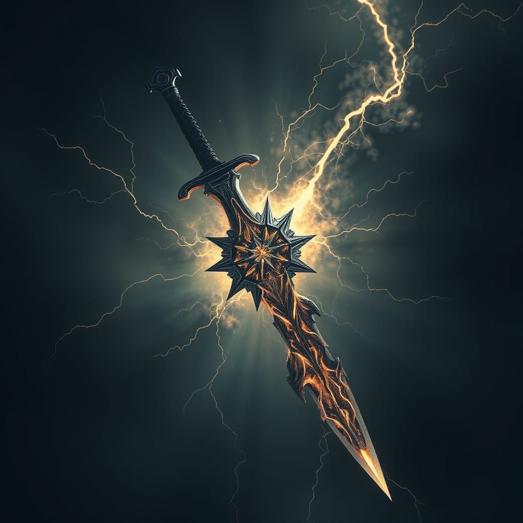 Ethereal Starforged Sword Illuminates Dark Cosmos