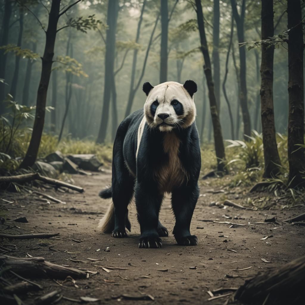 Panther Horse Wolverine Panda Hybrid: Cinematic Film Still