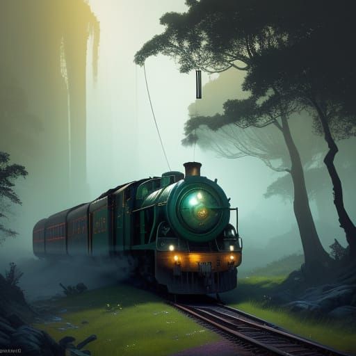 Ancient Train Chugs Through Mystical Landscape in Cyberpunk ...